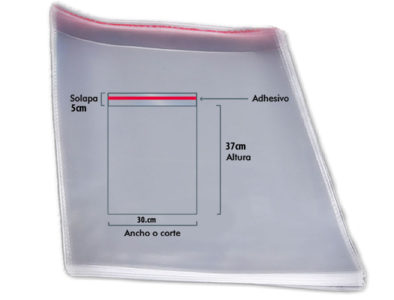 Paquete X100 Bolsas Transparente Con Solapa Adhesiva 30cm x 42cm